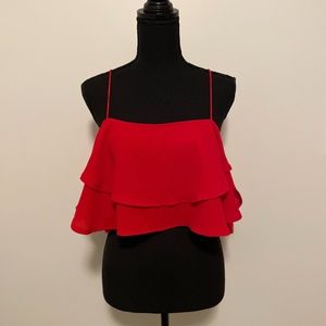 Ruffle Crop Top with Arm Detail
